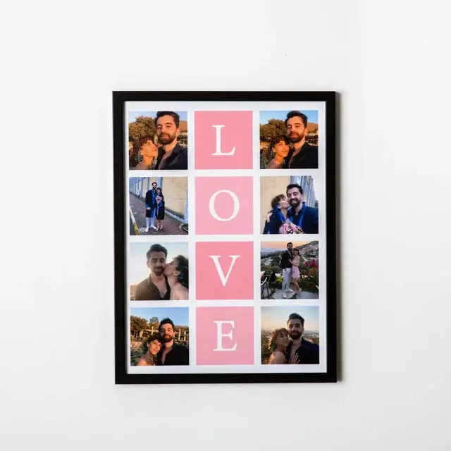 Sevgiliye 8 Fotoğraflı Yapışan Çerçeve - 30x40| Tekyerde