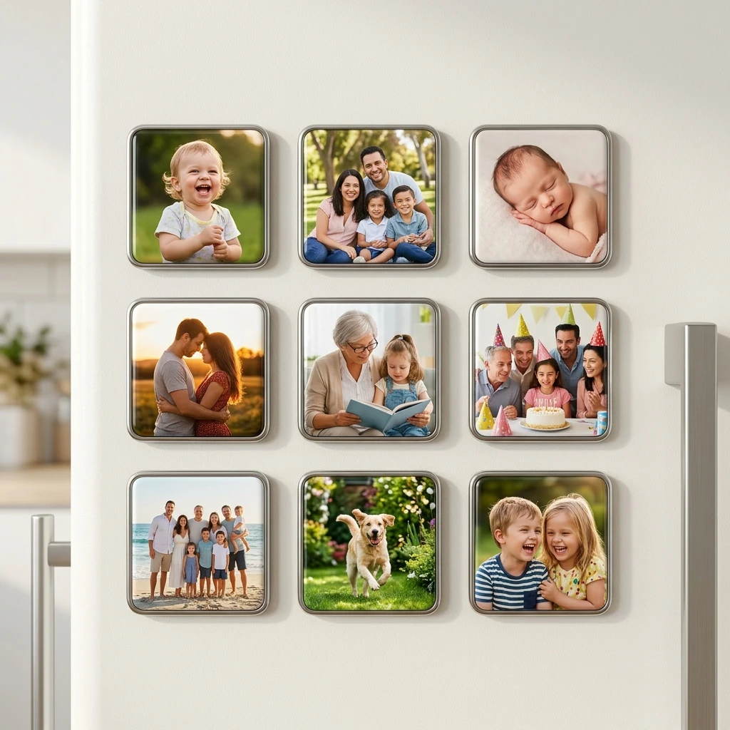 Kare Metal Foto Magnet · 9'lu Set Kare Metal Foto Magnet · 9'lu Set