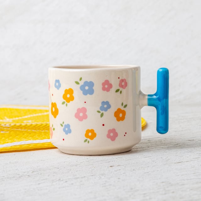 Renkli Çiçekli Seramik Kupa | Tekyerde