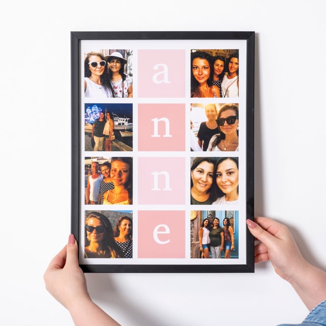 Anneye Hediye 8 Fotoğraflı Yapışan Çerçeve - 30x40 | Tekyerde