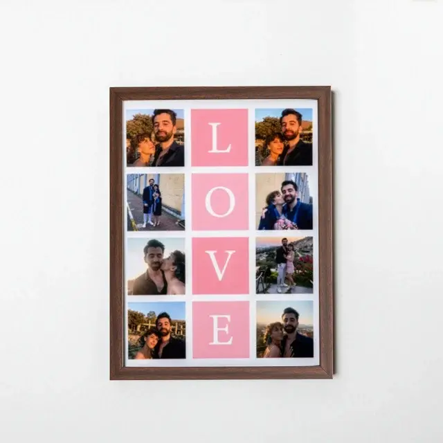 Sevgiliye 8 Fotoğraflı Yapışan Çerçeve - 30x40| Tekyerde