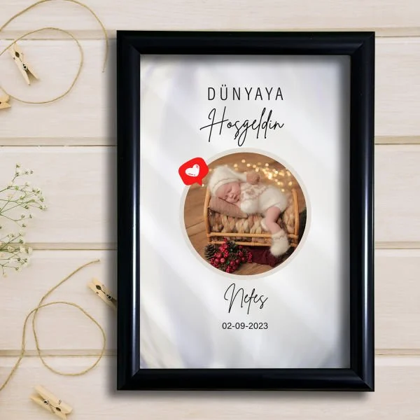 '' Dünyaya Hoşgeldin '' Tasarımlı Fotoğraf Baskı