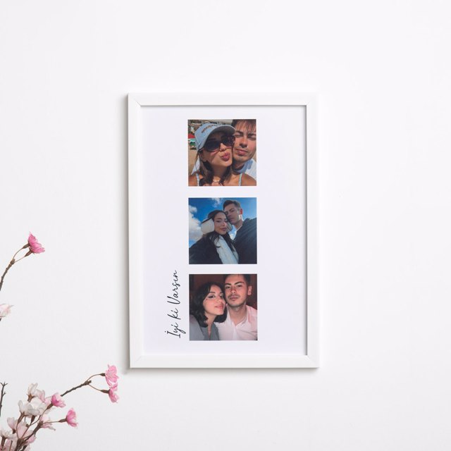 Sevgiliye 3 Fotoğraflı 20x30 Yapışan Çerçeve | Tekyerde