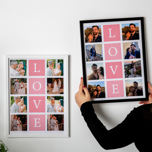 Sevgiliye 8 Fotoğraflı Yapışan Çerçeve - 30x40| Tekyerde