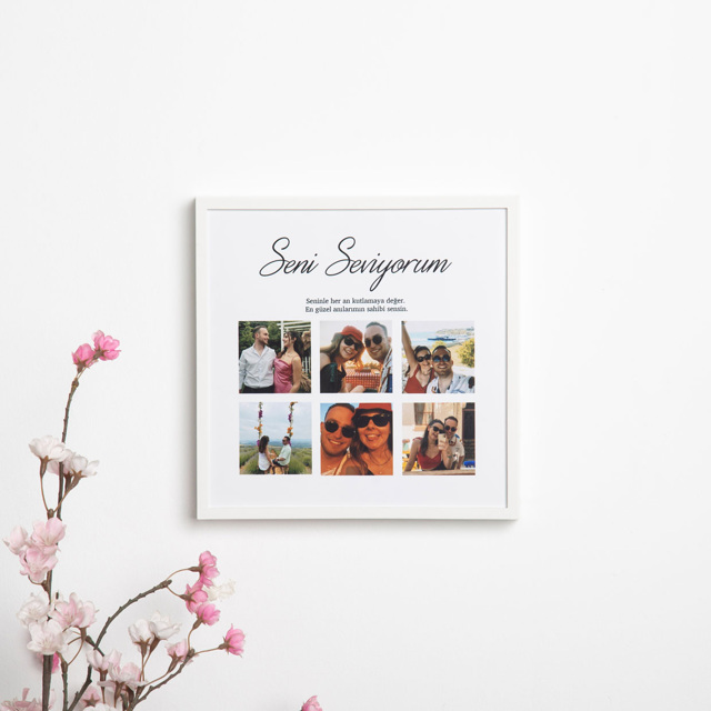 Sevgiliye 6 Fotoğraflı 20x20 Yapışan Çerçeve | Tekyerde