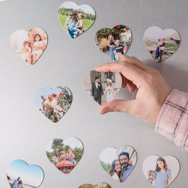 Kalp Magnet - 12 Adet, Fotoğraflı Kalp Magnet | Tekyerde