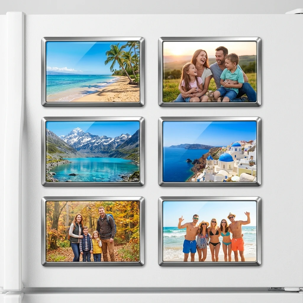 Dikdörtgen Metal Foto Magnet · 6'lı Set