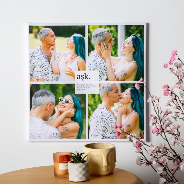 Aşk Yazılı 50x50 Kanvas Tablo | Tekyerde