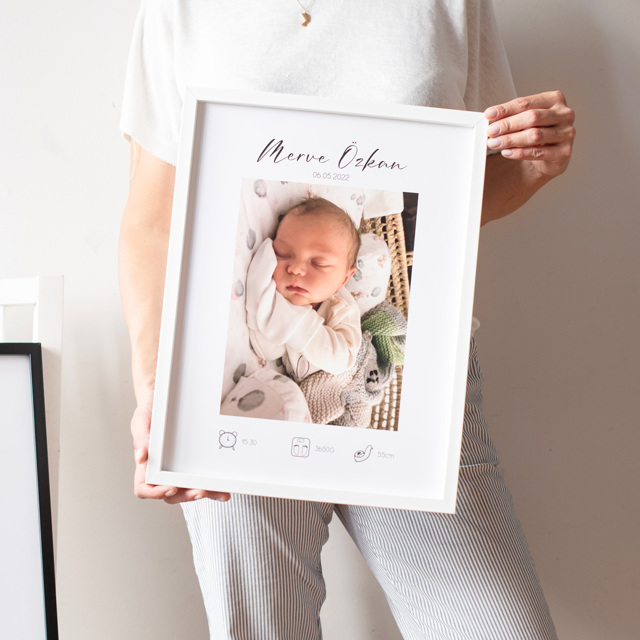 Yeni Doğan Bebek Hediyesi 30x40 Yapışan Çerçeve | Tekyerde