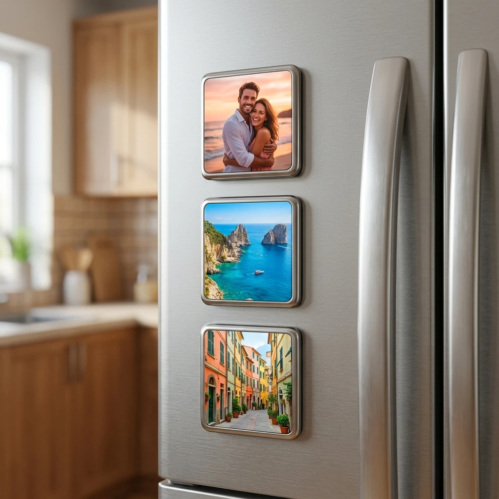Kare Metal Foto Magnet · 3'lü Set