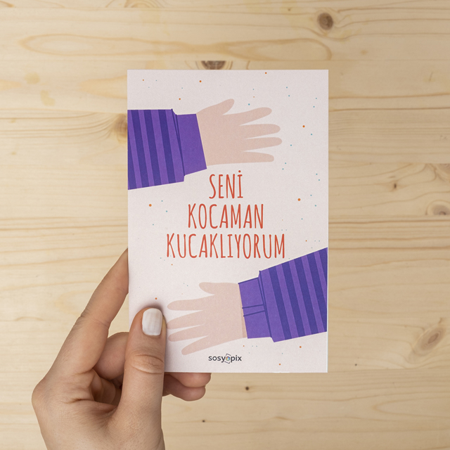 Seni Kocaman Kucaklıyorum Motto Kartı | Tekyerde