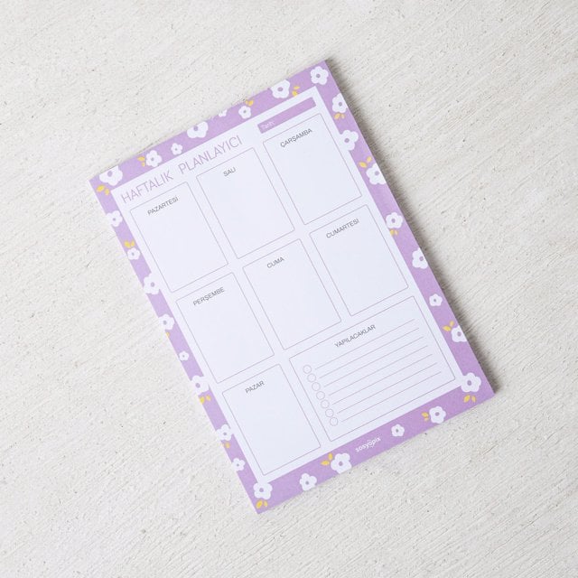 Lila Haftalık Planlayıcı Defter | Tekyerde