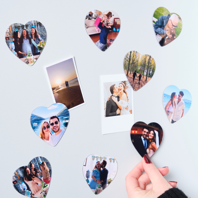 Kalp Magnet - 12 Adet, Fotoğraflı Kalp Magnet | Tekyerde
