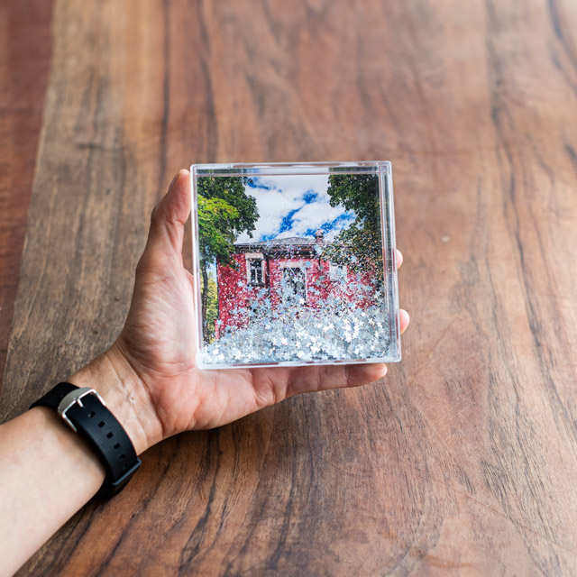 10x10 Yıldızlı Işıltılı Çerçeve, Kar Küresi Çerçeve|Tekyerde