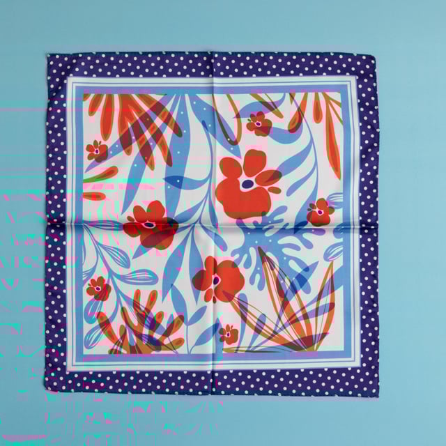 Çiçekli Lacivert Fular | Tekyerde