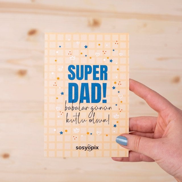 Süper Baba Motto Kartı, Babalar Günü Hediyesi | Tekyerde