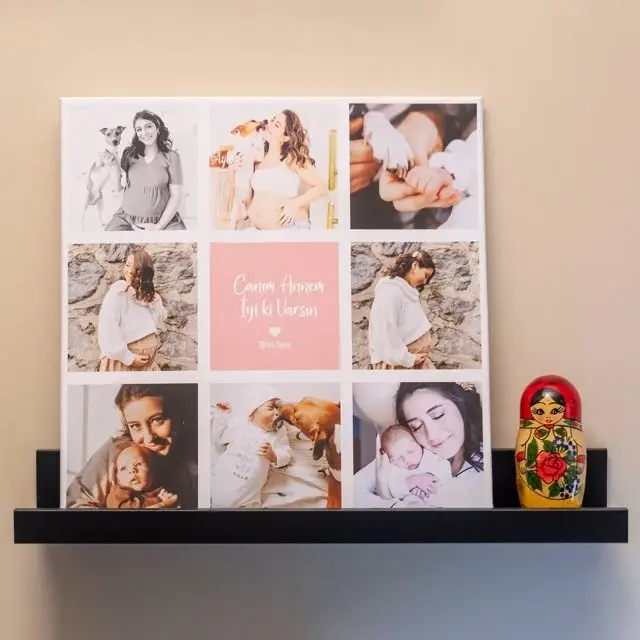 Anneye Hediye Fotoğraflı Kanvas Tablo - 40x40 | Tekyerde